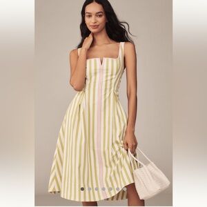 NWT Anthropologie Maeve Sleeveless Notched Square Neck MIDI Dress